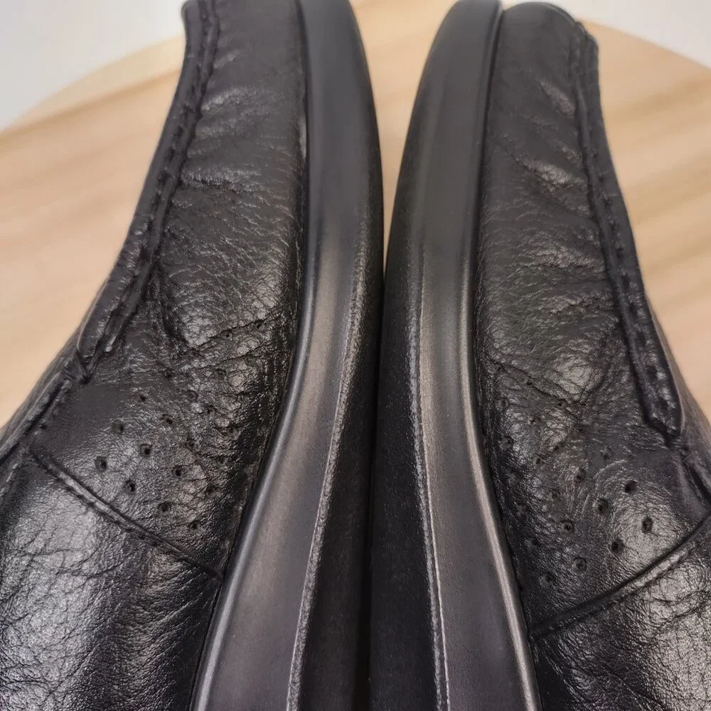 SAS Tripad Comfort Slip-on Black Leather Walking Loafers Shoes Women US 9N